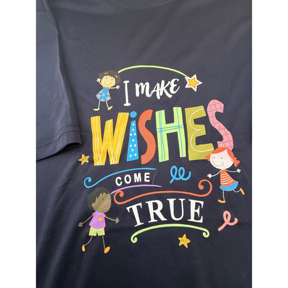Lot of 2 T-shirts Size Large Navy blue I make Wishes Come True  1 cotton 1 poly - Picture 3 of 9